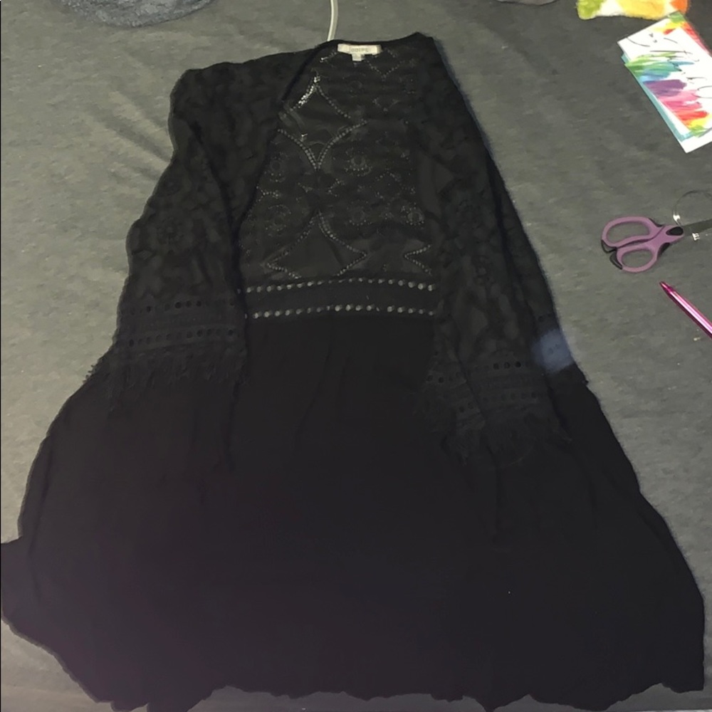 Black lace-top cardigan